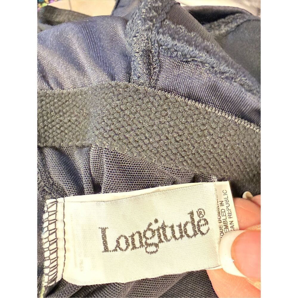 Longitude Black/Multi Wrap Look V-Neck Swimsuit Sz. 12 Flattering Wrap Look - Picture 6 of 7